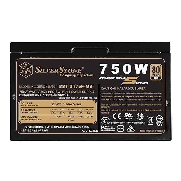 SilverStone 750W Fully Modular PSU - 80 Plus Gold, 140mm Design | SST-ST75F-GS-V3 Power Supply