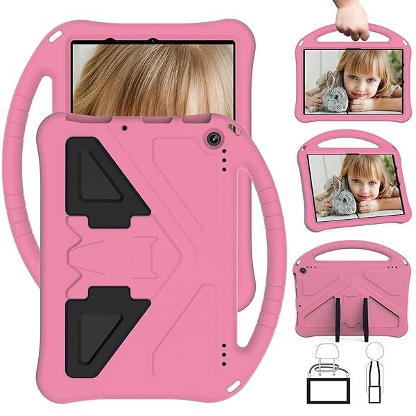 Simicoo Fire HD 10 Kids Case - Shockproof EVA Foam, Stand & Handle for 11th Gen Tablet (Pink) - Perfect for Boys & Girls!