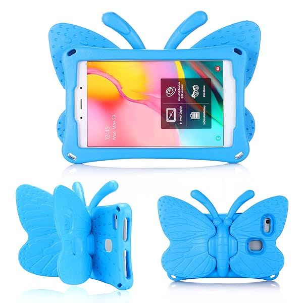 Simicoo Cute Butterfly Case for Samsung Galaxy Tab A 8.0 - Lightweight, Shockproof, Kids-Friendly Protection (Blue)