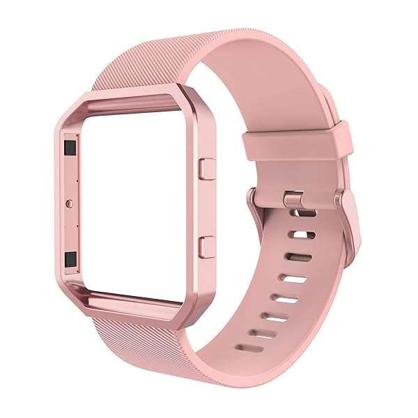 Simpeak Sport Band for Fitbit Blaze - Silicone Wristband with Metal Frame, Pink & Rose Pink, Perfect for Men & Women