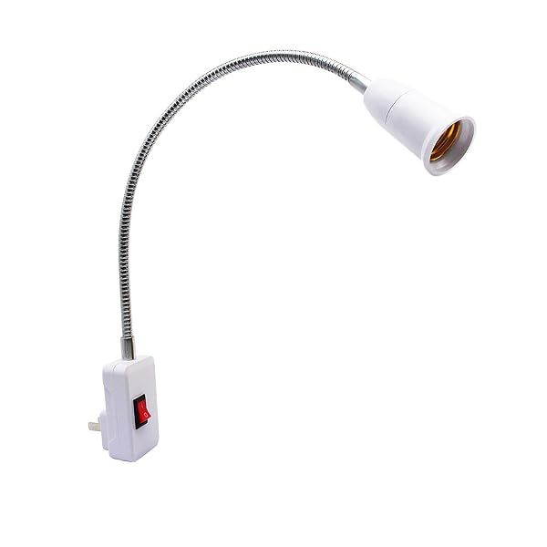 SinLoon E27/E26 Socket Adapter with Switch & Flexible Gooseneck for Desk & Grow Lights - US Plug