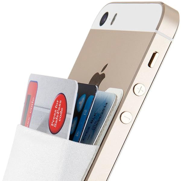 Sinjimoru Basic Cell Phone Wallet Stick-On: Adhesive Card Holder for iPhone - Sinji Pouch Basic 2 White