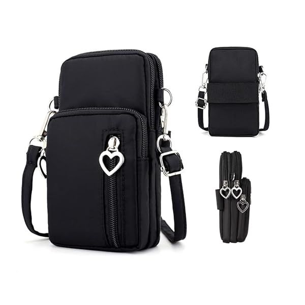 Small Crossbody Bag for iPhone 11/13 & Galaxy S21/S22 - Stylish Shoulder Purse & Wallet Case (Black)