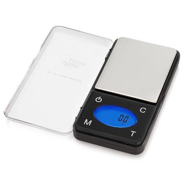Smart Weigh ZIP600 Ultra Slim Digital Pocket Scale: 600g Capacity, 0.1g Precision, Counting Feature & Dual Gram/Ounce Measurement
