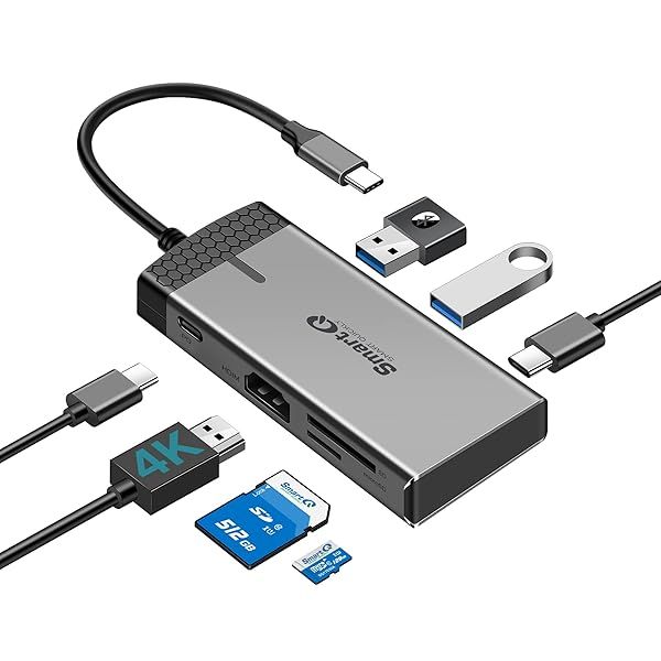 SmartQ H352 7-in-1 USB-C Hub: 4K HDMI, 100W PD, USB-A, Card Reader for MacBook, XPS & More