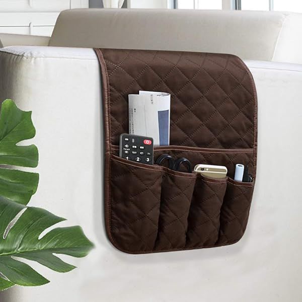 Non-Slip Sofa Armrest Organizer with 5 Pockets - Perfect Bedside Caddy for Remotes, Phones & Magazines