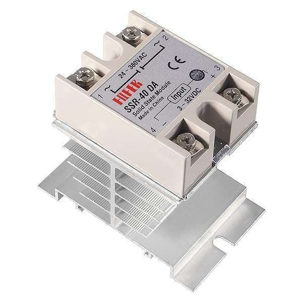 SSR-40DA Solid State Relay 40A: 3-32V DC Input, 24-380V AC Output with Heat Sink for Thermostat Control