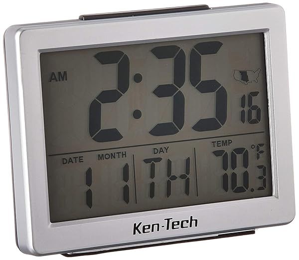 Sonnet Ken-Tech T-4652 Atomic Radio Controlled Alarm Clock - 1.5-Inch LCD, Black with Blue Light