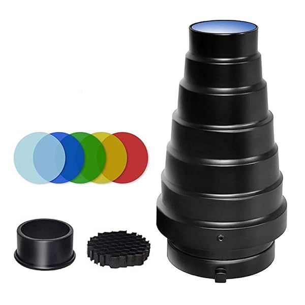 Transform Your Photography with Soonpho Aluminium Alloy Snoot Kit & Color Filters for Bowens Strobe Flash