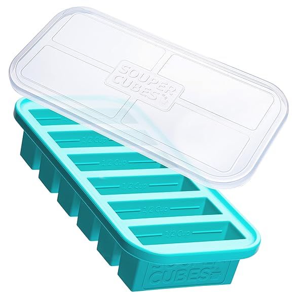 Souper Cubes 1/2 Cup Silicone Freezer Mold - Ideal for Freezing Soup, Salsa, Broth & Baby Food - Aqua Color, 1-Pack