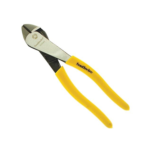 "Southwire DCPA8D 8" High-Leverage Diagonal Cutting Pliers - Angled Head & Dipped Handles in Yellow"
