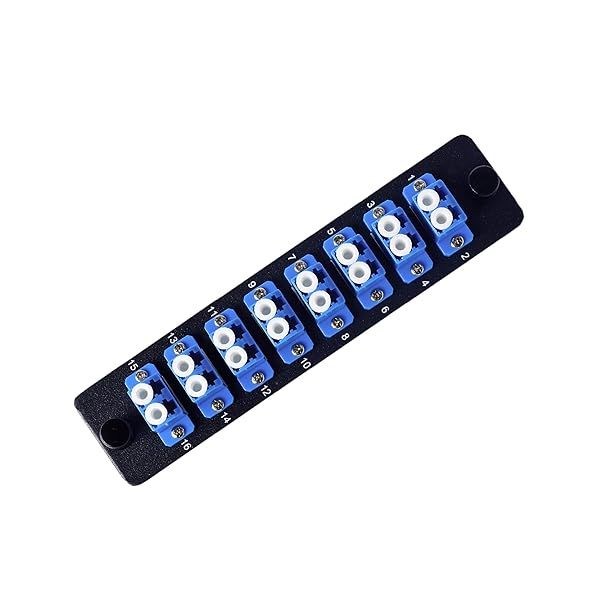 SpeedyFiberTX LGX Compatible Fiber Patch Panel with Singlemode LC Adapters 16 Fibers Blue Adapter and Port Numbers