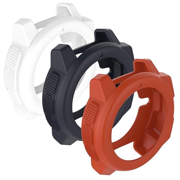 Garmin Instinct Silicone Protective Cover Cases - Anti-Scratch Bezel Protector in White, Navy & Red