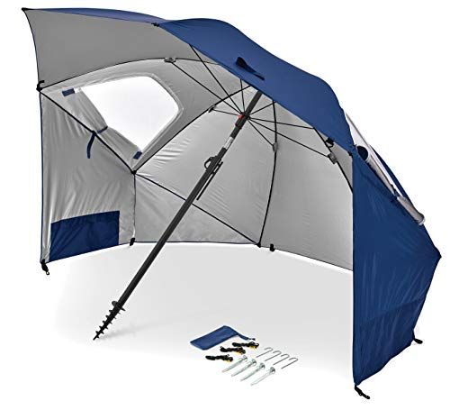 Sport-Brella Premiere 8-Foot UPF 50+ Umbrella Shelter for Ultimate Sun & Rain Protection - Blue