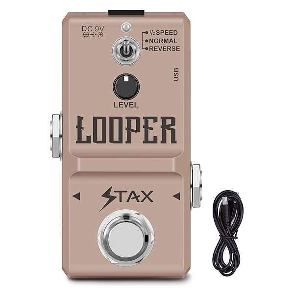 Stax Looper Guitar Pedal: Unlimited Overdubs, 10 Min Looping, True Bypass & USB - Compact Loop Station Effects