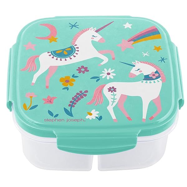 Stephen Joseph Unicorn Snack Box with Ice Pack 3 Compartments Reusable Travel Meals Removable Ice Pack