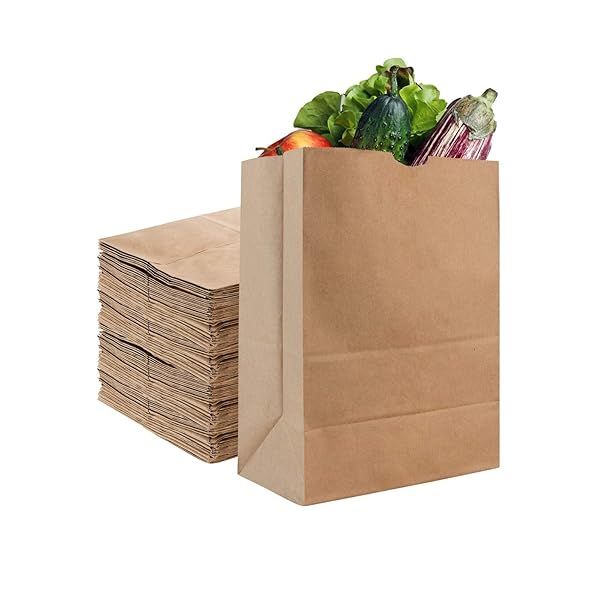 Buy 52 Lb Kraft Brown Paper Bags (50 Count) - Bulk Grocery Bags for Easy Shopping