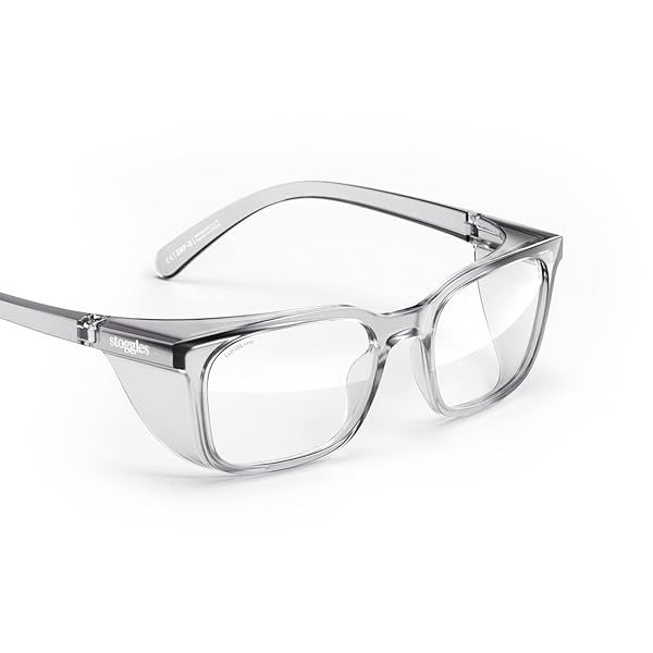 Stoggles Rectangle Z87.1 Safety Glasses: Stylish, Scratch-Proof, Anti-Fog, Blue-Light & UV Protection for Low Bridge Fit