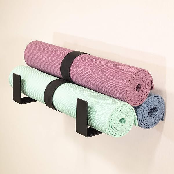 StoreYourBoard X-Large Yoga Mat Storage Rack & Foam Roller Hooks - Organize 3 Exercise Mats & Fitness Gear Efficiently