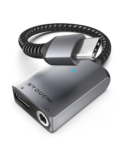 Stouchi 2-in-1 USB C to 3.5mm Adapter: Fast Charge & High-Res DAC for iPhone 16, Galaxy S24, iPad Pro & Pixel 9