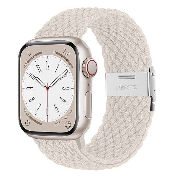 Stretchy Braided Loop Apple Watch Band for 38-49mm - Elastic Nylon Sport Strap for Series 10, 9, 8, 7, 6, 5, 4, 3, SE & Ultra
