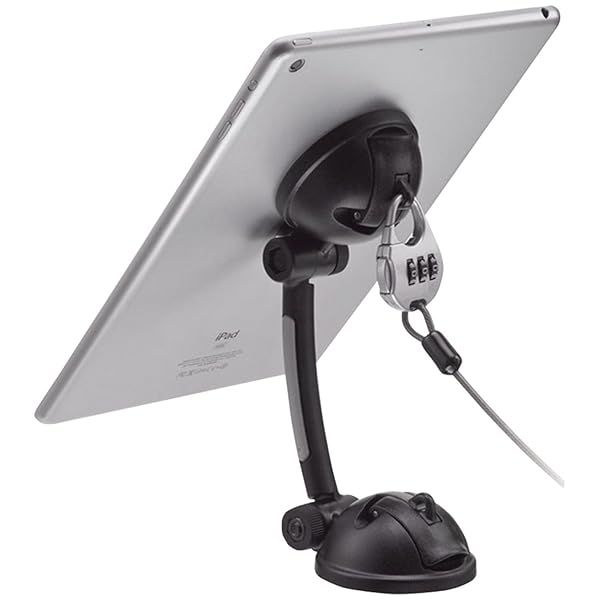 Strong Suction Mount Stand for Tablets & Smartphones - Theft Deterrent Lock & Adhesive Plate for Secure Desk & Wall Attachment