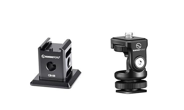 Sunwayfoto CB-06 + HB-02: Arca/RRS QR Cold Shoe Adapter & Tilt Head for Flash Accessories