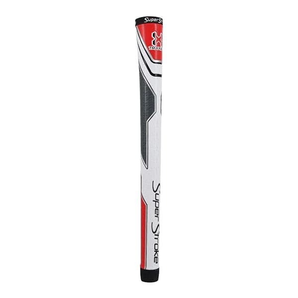 SuperStroke Traxion Tour Golf Grip: Enhanced Feedback & Stability in White/Red/Gray Standard Size