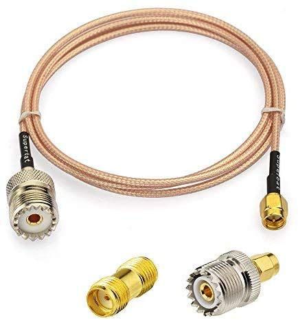 Superbat RF Coax SMA Male to UHF Female Cable + 2 SMA UHF Adapters for CB Radio & Walkie Talkie - High-Quality RF Solutions