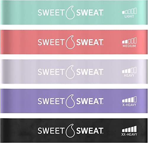 Sweet Sweat Mini Loop Resistance Bands Set of 5 | Ideal for Squats, Lunges, Yoga & Home Workouts