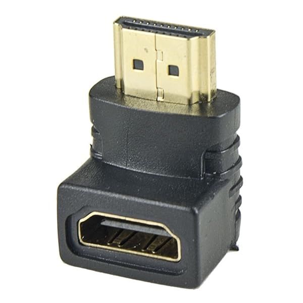 Syba 90-Degree HDMI Connector: L-Shape Male to Female Adapter for Space-Saving Connections