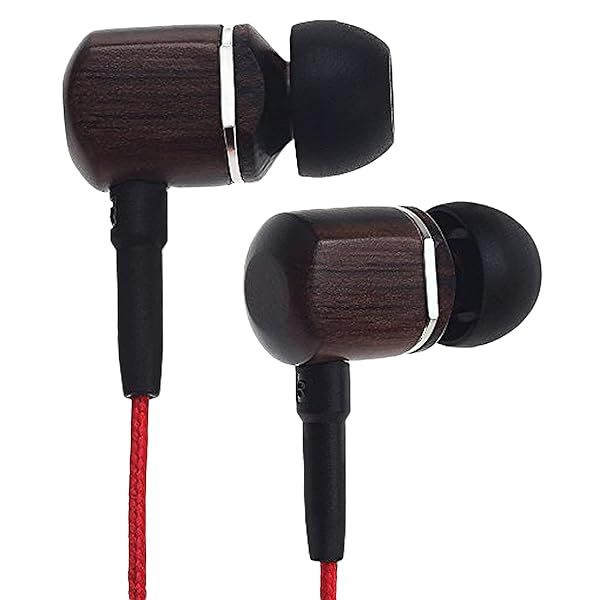 Symphonized MTRX Premium Wood In-Ear Headphones with Mic & Noise Isolation - Red