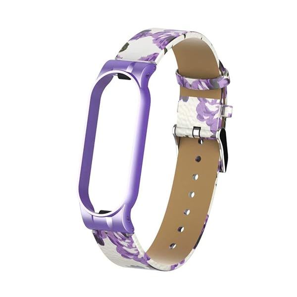 Premium T-BLUER Leather Strap for Xiaomi Mi Band 5/6 - Stylish Replacement Wristband with Metal Frame