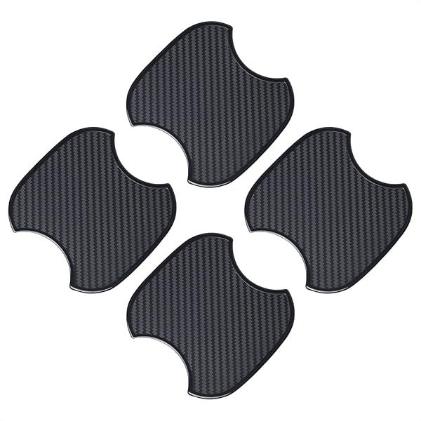 Protect Your Car: TANGSEN 4Pcs 3D Carbon Fiber Door Cup Handle Scratch Covers - Non-Marking Black TPU Stickers