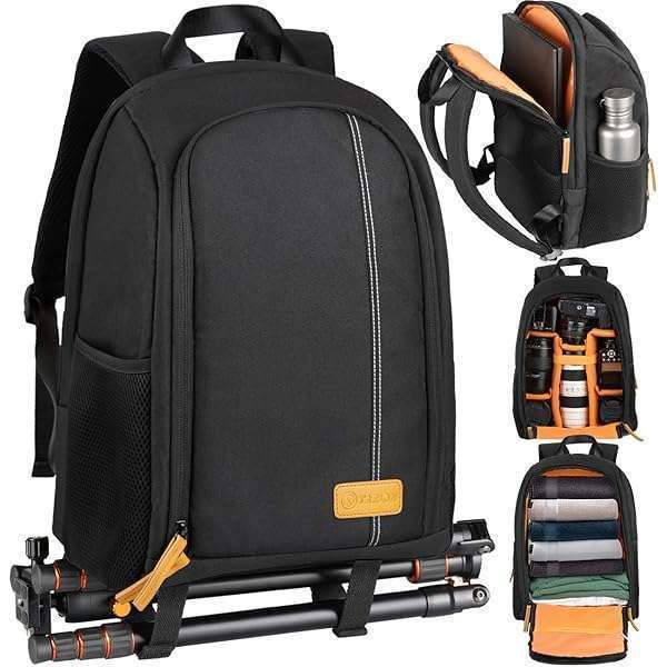 "Waterproof TARION Camera Backpack - Large Capacity DSLR Bag with 15" Laptop Compartment & Rain Cover for Photographers"
