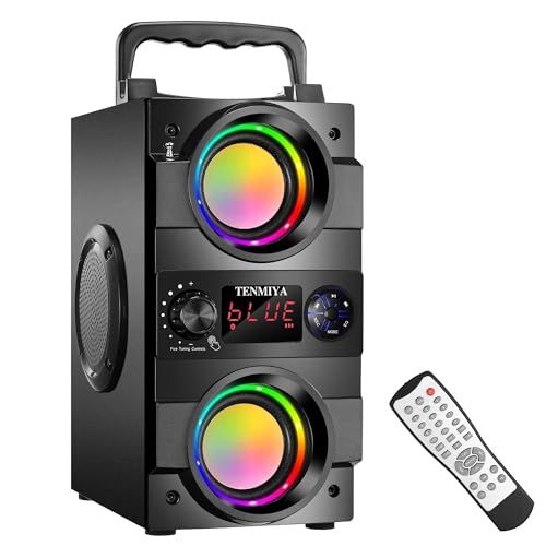 TENMIYA 40W Portable Bluetooth Speakers: Rich Bass, LED Lights & FM Radio for Outdoor Parties