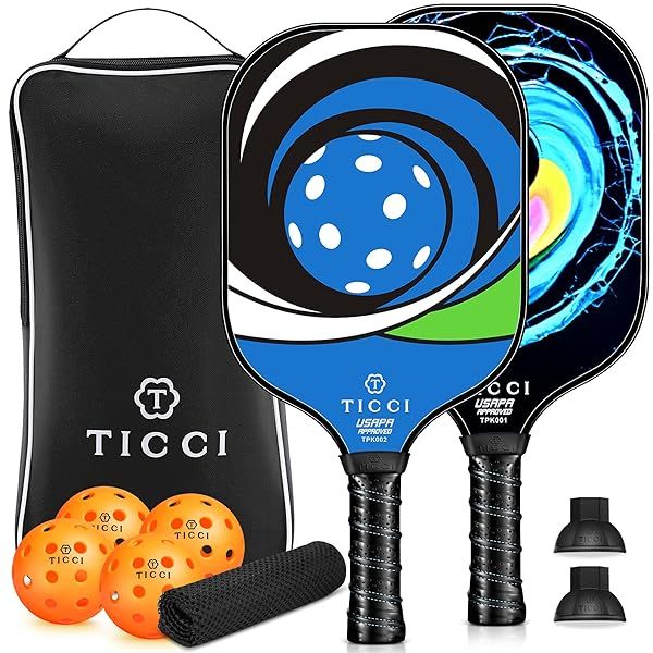 Buy TICCI Pickleball Paddle Set - USAPA Approved Graphite Rackets, 4 Balls & Carry Bag for Beginners & Pros - G Blue Green Kit