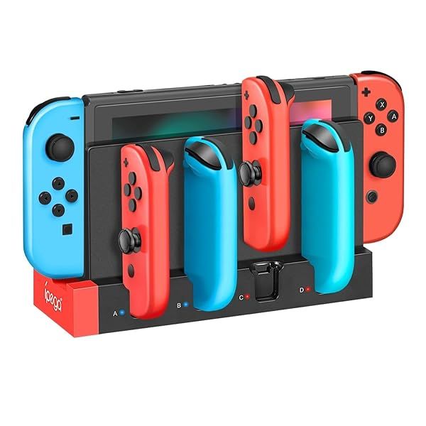 Buy TNP Switch Joycon Charging Dock - 4 Joy-Con Holder with LED Indicator for Nintendo Switch & OLED (Black/Red)