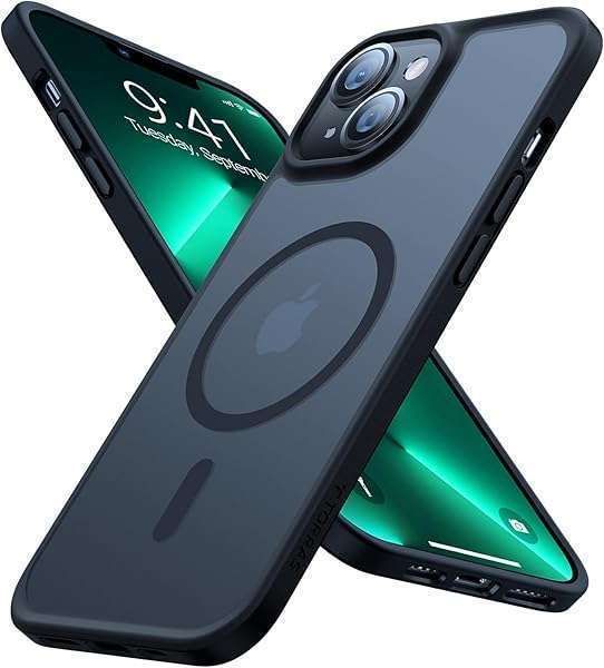 TORRAS Magnetic Shockproof iPhone 15/14 Case - 12FT Military Drop Protection, Slim & Anti-Scratch, Black