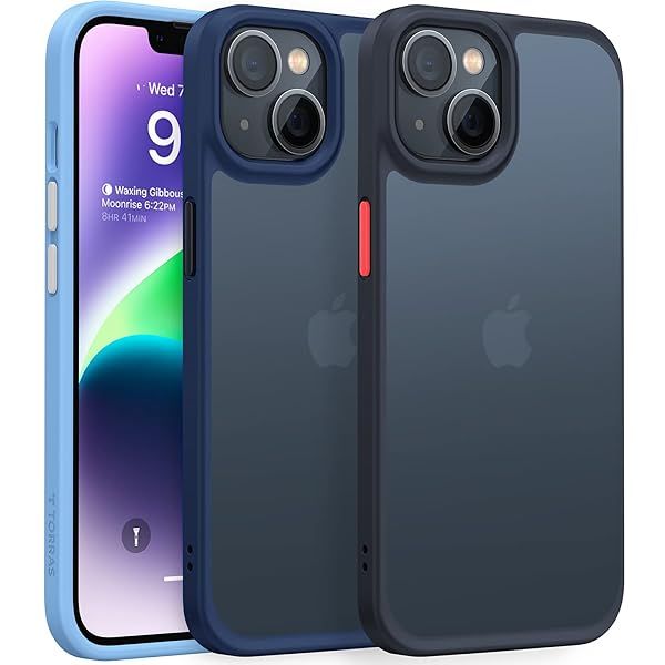 TORRAS Shockproof Case for iPhone 15 Plus & 14 Plus - Slim, Protective Black Hard Back Cover