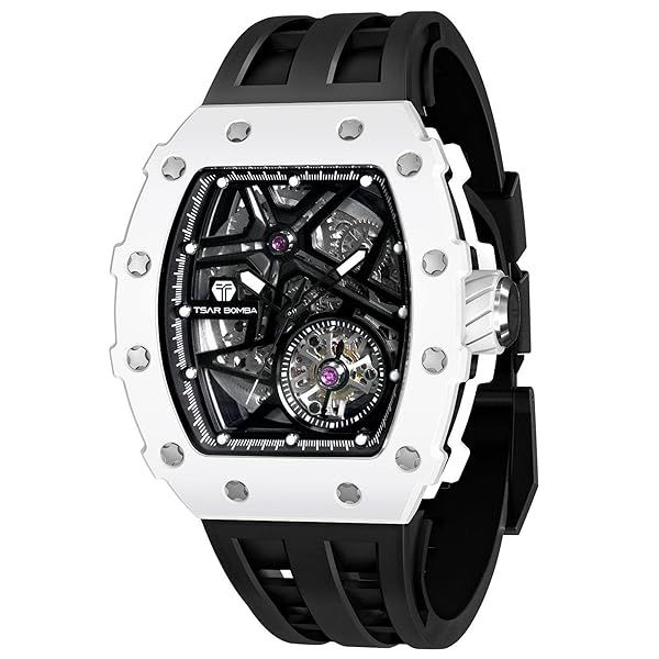 TSAR BOMBA Luxury Automatic Watches for Men | 50M Waterproof Skeleton Tonneau Watch | Perfect Business Casual Gift