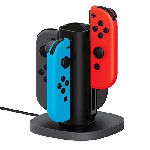 TalkWorks Joy-Con Charger Dock for Nintendo Switch - 4-Remote USB Charging Station for Switch OLED (Black)