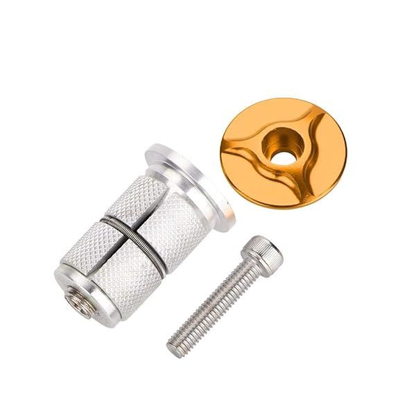 Top Aluminum Alloy Bike Stem Headset - 1/1.25 Inch Fork Expander Bung (Golden) for Optimal Performance