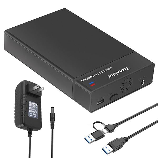 Tccmebius USB 3.0 External Hard Drive Enclosure for 2.5/3.5 Inch HDD/SSD - 16TB, UASP, Tool-Free Setup