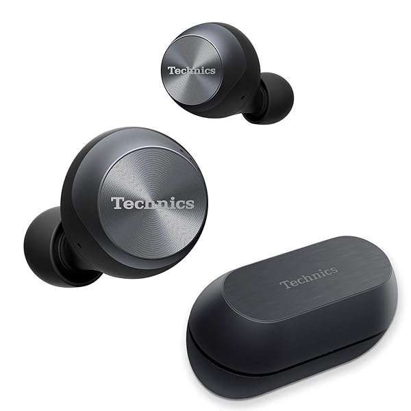 Technics True Wireless Earbuds EAH-AZ70W-K: Hi-Fi Sound, Dual Hybrid Tech & Alexa Compatible in Sleek Black Design