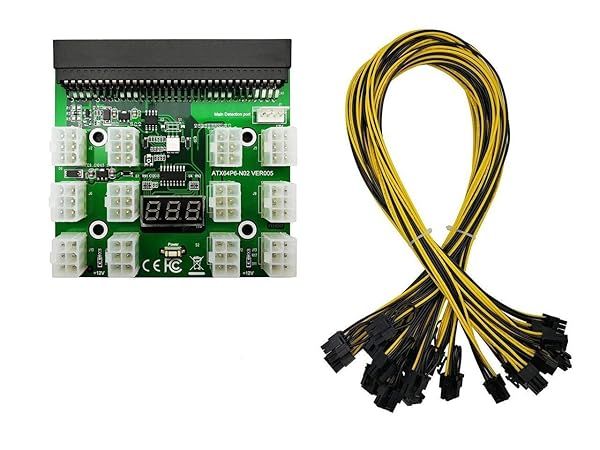 Tekit 1200W/750W PSU for Ethereum Mining: GPU Breakout Board & 12 PCIe Power Cables Included