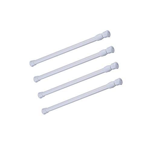 "Adjustable Tension Rods 4 Pack (15.7-28") - Spring Steel Cupboard & Shower Curtain Rods for Easy Installation"