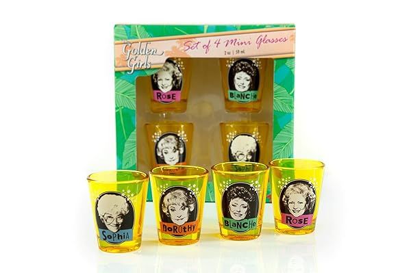 Golden Girls Official Shot Glass Collectible Set with 2 Ounce Glasses for Each Character
