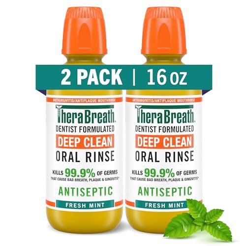 TheraBreath Deep Clean Mouthwash - Antigingivitis, Alcohol-Free, Fresh Mint, Dentist-Formulated (Pack of 2)