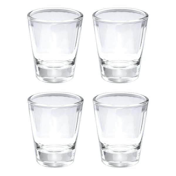 Thirsty Rhino Karan 1.5 oz Shot Glass Set of 4 - Heavy Base Clear Glass for Perfect Shots